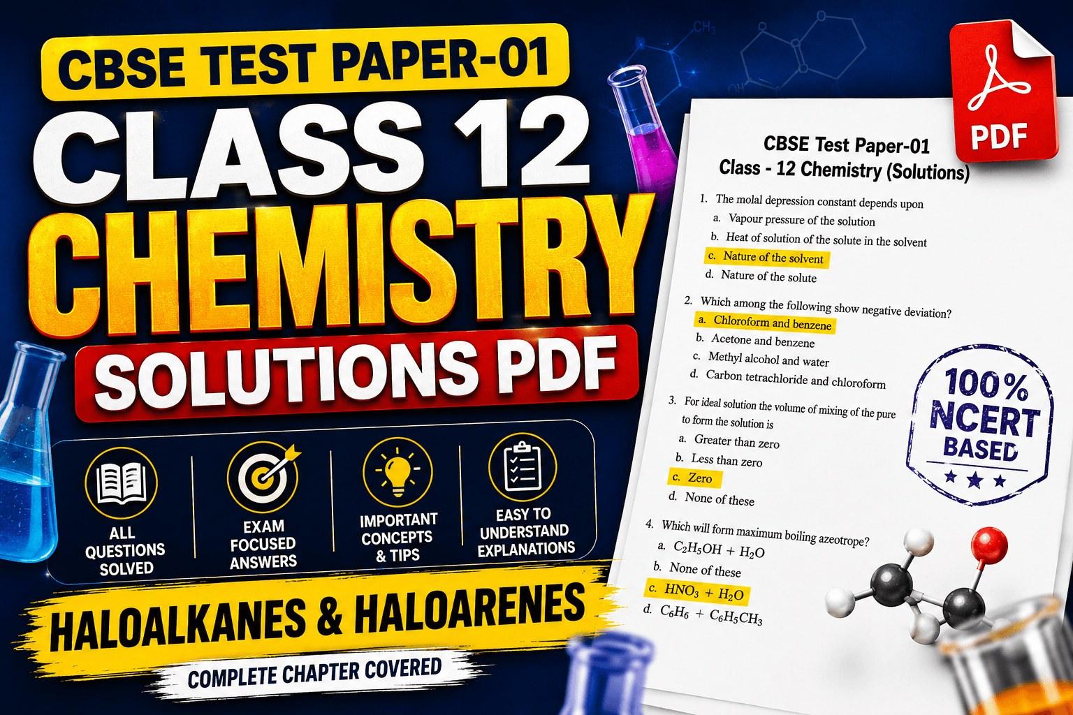 CBSE Test Paper-01 | Class 12 Chemistry – Solutions