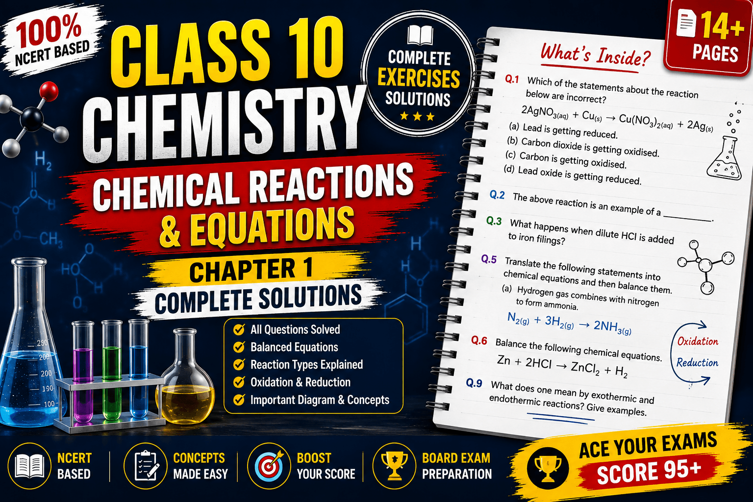 Class 10 Chemistry – Chapter 1 Chemical Reactions & Equations | NCERT Solutions